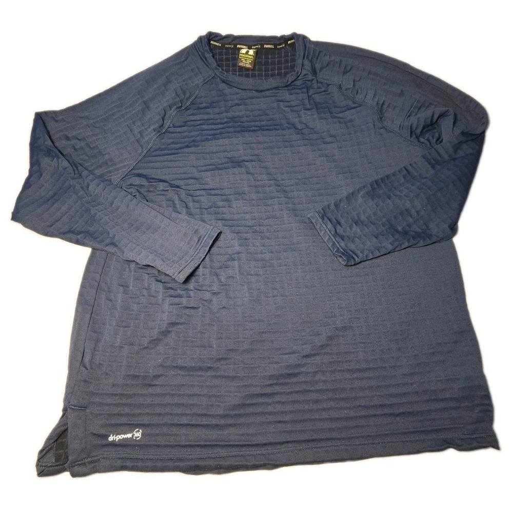 Russell Dri-Power 360 Mens XXL Blue Long Sleeve Training Workout T-Shirt 2XL‎